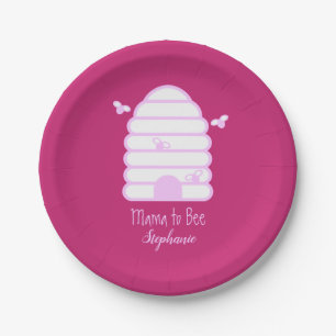 Mama to Bee Baby Shower Papierplatten Pappteller