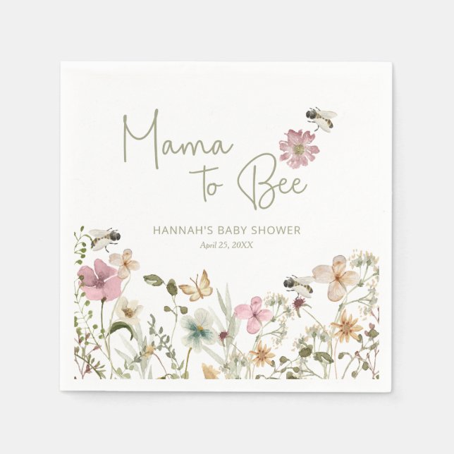 Mama to Bee Baby Shower Serviette (Vorderseite)