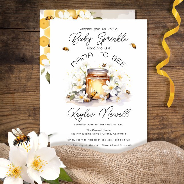 Mama to Bee Flowers and Bees Honey Baby Sprinkle Einladung (Von Creator hochgeladen)