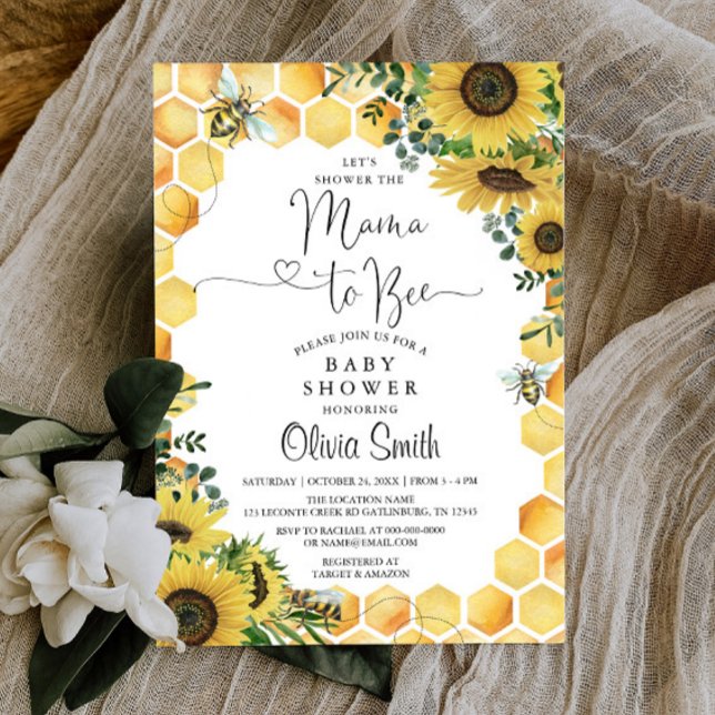 Mama to Bee Genre Neutre Baby shower Invitation (Créateur téléchargé)
