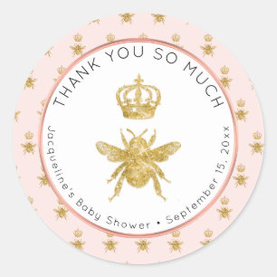 Mama to Bee Gold Glitzer Crown Girl Baby Dusche Runder Aufkleber
