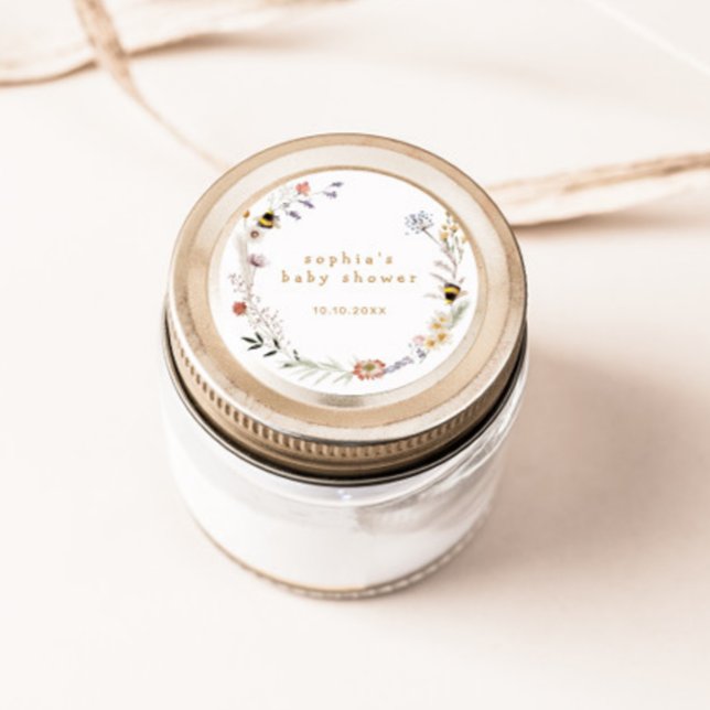 Mama to Bee Wildblume Baby Shower Runder Aufkleber (Von Creator hochgeladen)