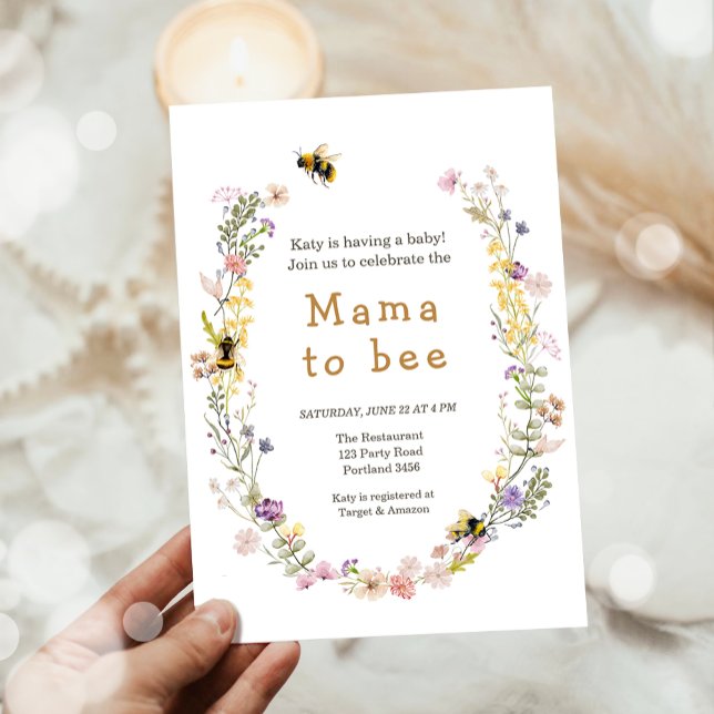 Mama to Bee Wildblume Honeybee Mommy Baby Shower Einladung (Von Creator hochgeladen)