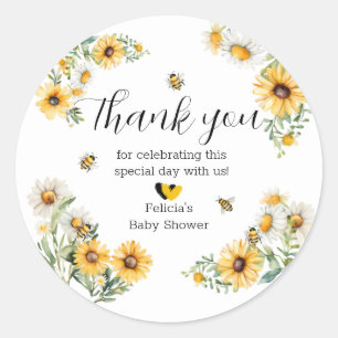 Mama to Bee Yellow Blumen Bumblebee Baby Dusche Runder Aufkleber