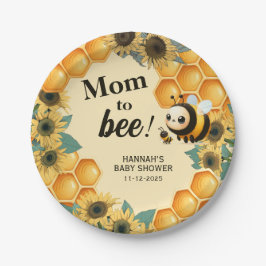 Mama to Bee Yellow Sunflower Baby Shower Pappteller