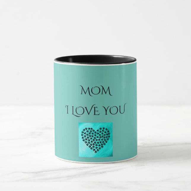"MAMA" tonte ICH LIEBE SIE Türkisherz zwei Becher Tasse (Zentrum)
