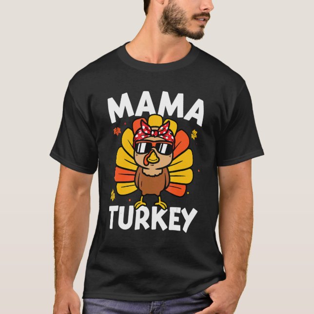 Mama Türkei Herbst Y'all Erntedank Retro B T-Shirt (Vorderseite)