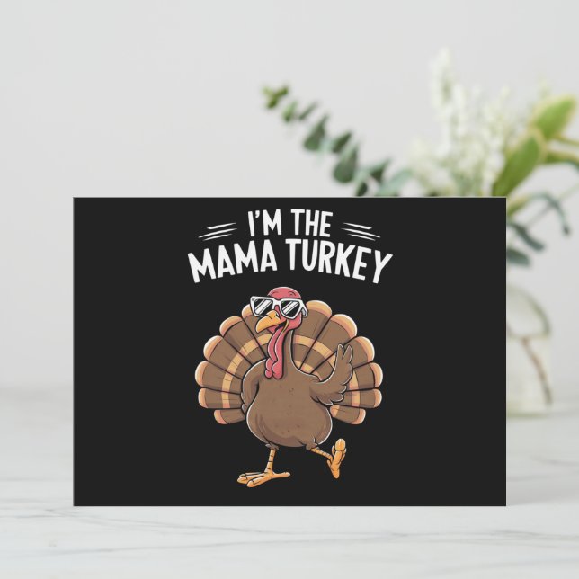 Mama Turkey Matching Family Group Erntedank Einladung (Stehend Vorderseite)