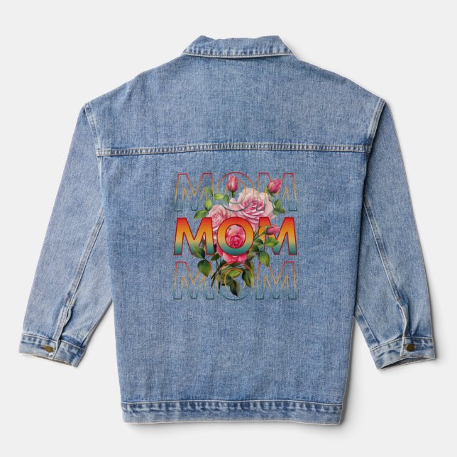 Mama Typografie und Rose Jeansjacke (Rückseite)
