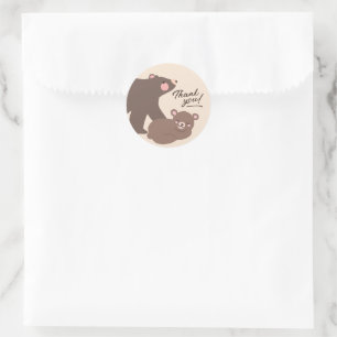 Mama und Baby Bear Danke Gastgeschenk Cream Runder Aufkleber