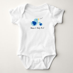 Mama und Baby Bird Singing, Niedlich Blue Feather  Strampler