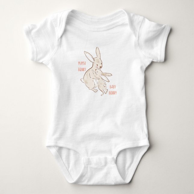 Mama und Baby Bunny Design Strampler (Vorderseite)