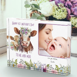Mama und Baby Cow Me und Moo Mother's Day Fotoblock