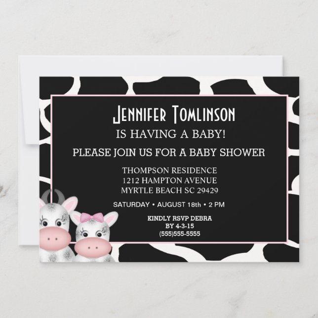 Mama und Baby Cow Print Baby Dusche Einladung (Vorderseite)