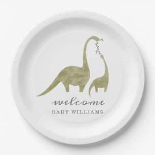 Mama und Baby Dinosaur Neutral Baby Dusche Pappteller