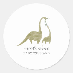 Mama und Baby Dinosaur Neutral Baby Dusche Runder Aufkleber