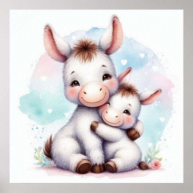 Mama und Baby Donkey Poster (Vorne)