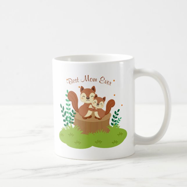 Mama und Baby Eichhörnchen Muttertag Kaffeetasse (Rechts)