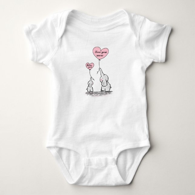 Mama-und Baby-Elefant-Liebe Sie mehr Baby Strampler (Vorderseite)
