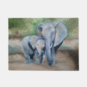 Mama-und Baby-Elefant-Öl-Malerei-Tür-Matte Fußmatte