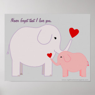 Mama und Baby Elephant in rosa und Lila Poster