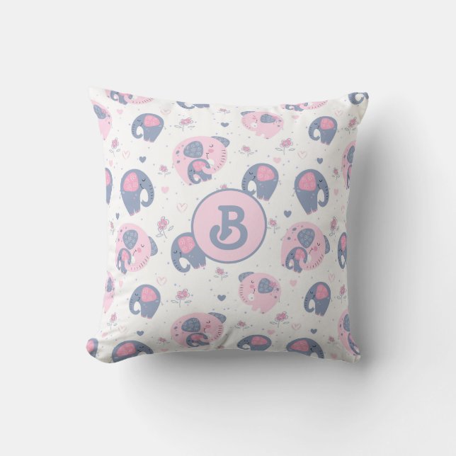 Mama und Baby Elephant Throw Kissen (Vorderseite)