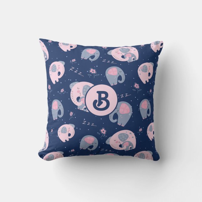 Mama und Baby Elephant Throw Kissen (Vorderseite)