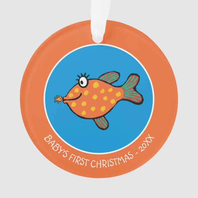 Mama-und Baby-Fisch-Küsse Ornament (Vorderseite)
