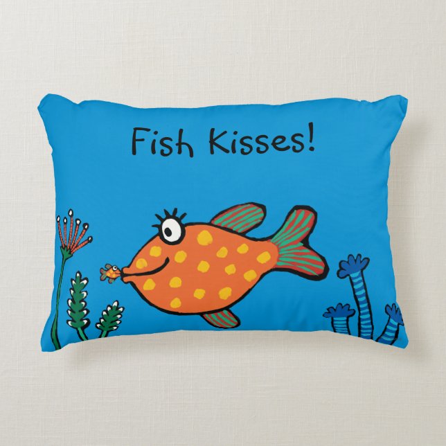 Mama-und Baby-Fisch-Küsse Zierkissen (Vorderseite)