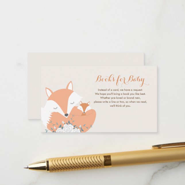 Mama und Baby Fox Babydusche Begleitkarte (Vorderseite/Rückseite Beispiel)