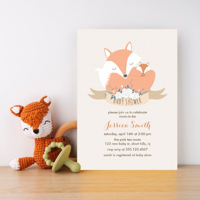 Mama und Baby Fox Babydusche Einladung (Von Creator hochgeladen)