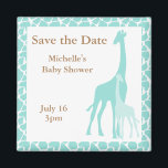 Mama und Baby Giraffe Speichern Sie die Datumsmagn Magnet<br><div class="desc">Baby Shower speichert die Dattelmagnete</div>
