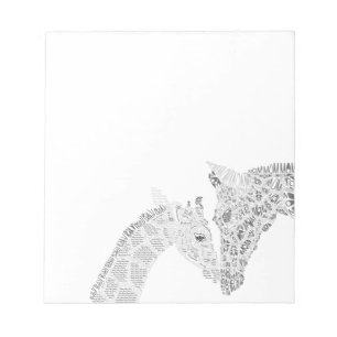 Mama und Baby Giraffe Typografie Notizblock
