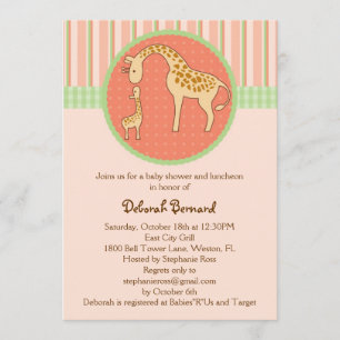 Mama und Baby Giraffe Unisex Babydusche Einladung