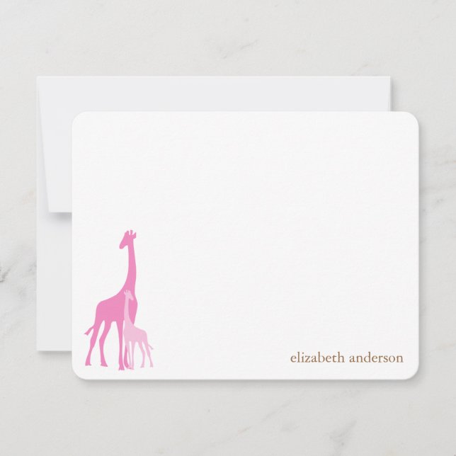 Mama und Baby Giraffe Wohnung Vielen Dank Karten (Vorderseite)