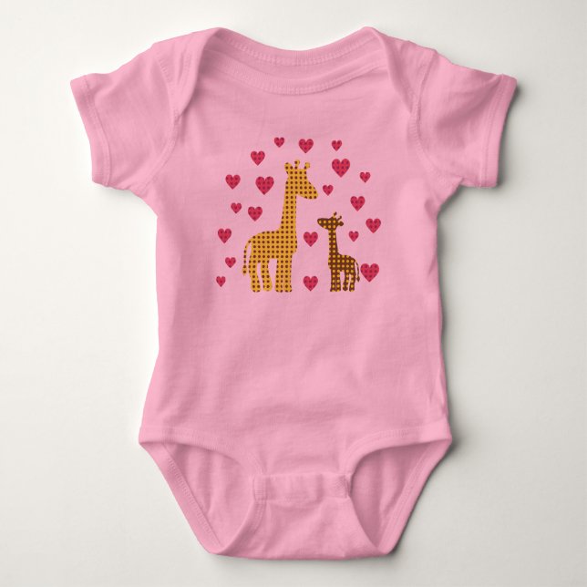 Mama und Baby Giraffen Baby Strampler (Vorderseite)