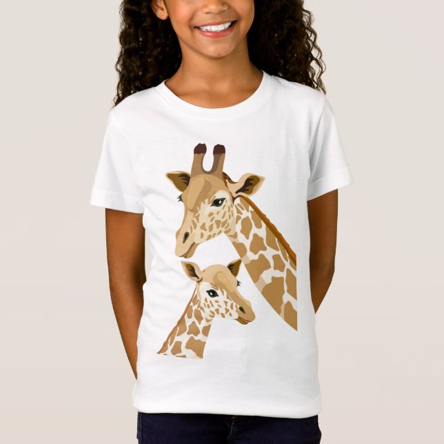 Mama und Baby Giraffen Kinder T Shirts (Vorderseite)