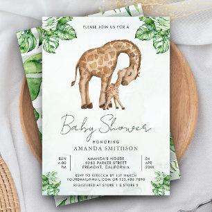 Mama- und Baby-Giraffen-Safari-Baby-Party Einladung