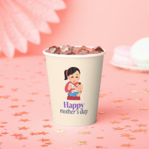 Mama und Baby, glücklicher Muttertag Pappbecher