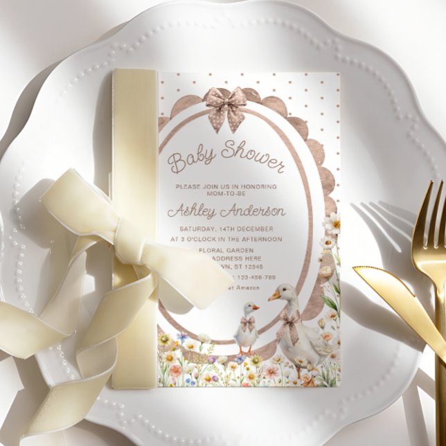 Mama und Baby Goose Neutral Baby Shower Einladung (Von Creator hochgeladen)