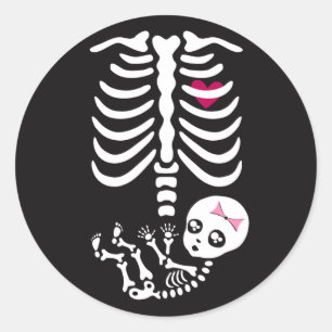 Mama-und Baby-Halloween-Skelett-Aufkleber Runder Aufkleber