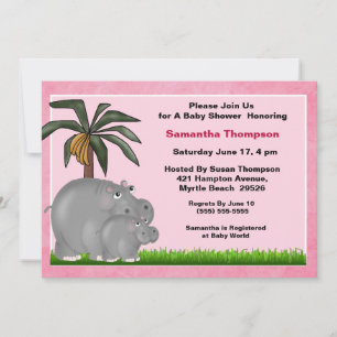 Mama und Baby Hippo Baby Shower Einladungen