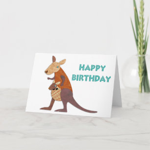 Mama und Baby Kangaroo Geburtstag Karte