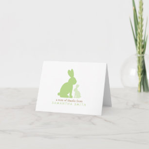 Mama-und Baby-Kaninchen-danken grüne Baby-Dusche Dankeskarte