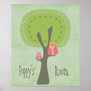 Mama- und Baby-Kauz-Kinderzimmer-Wandposter Poster