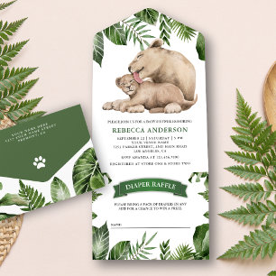 Mama und Baby Lion Cub Jungle Baby Dusche All In One Einladung