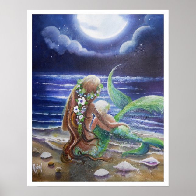 Mama und Baby-Mermaids-Poster Poster (Vorne)