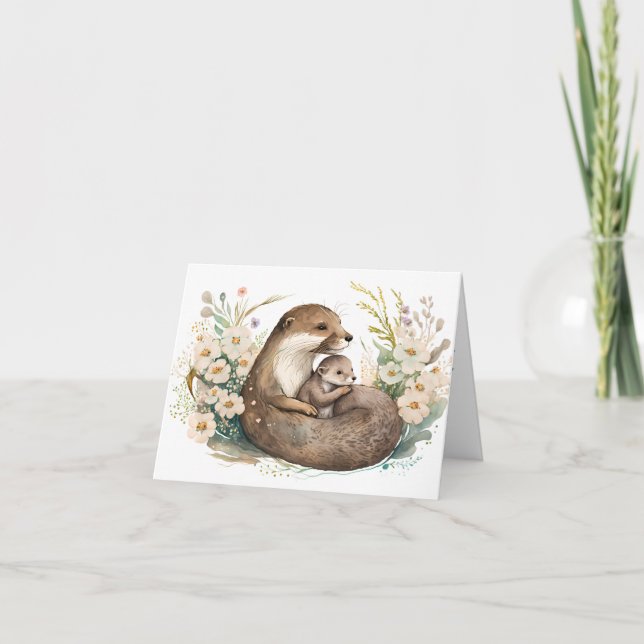 Mama und Baby Otter Mütter Tageskarte Karte (Vorderseite)