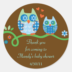 Mama und Baby Owl Babydusche Gefälligkeitsaufklebe Runder Aufkleber