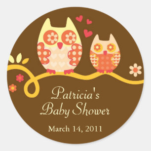 Mama und Baby Owl Babydusche Gefälligkeitsaufklebe Runder Aufkleber